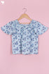 Cambric Cotton Shirred Top In Floral Block Print